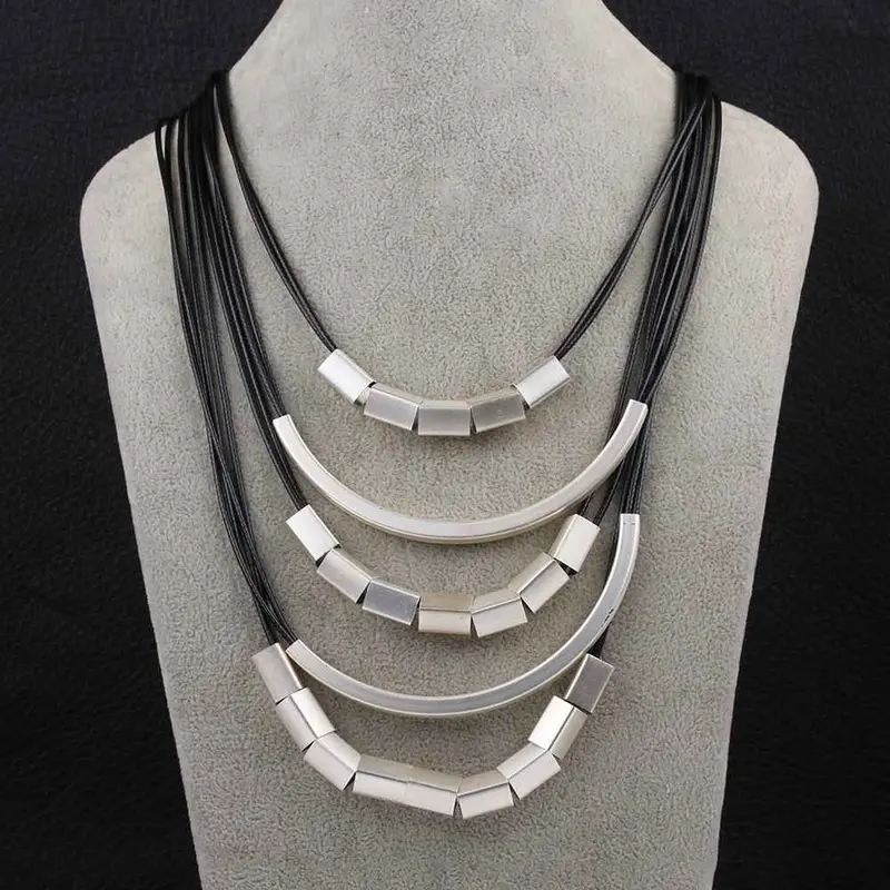 Sale Women Necklace Multilayer Black Line Statement Collares Women Jewelry Display193 3