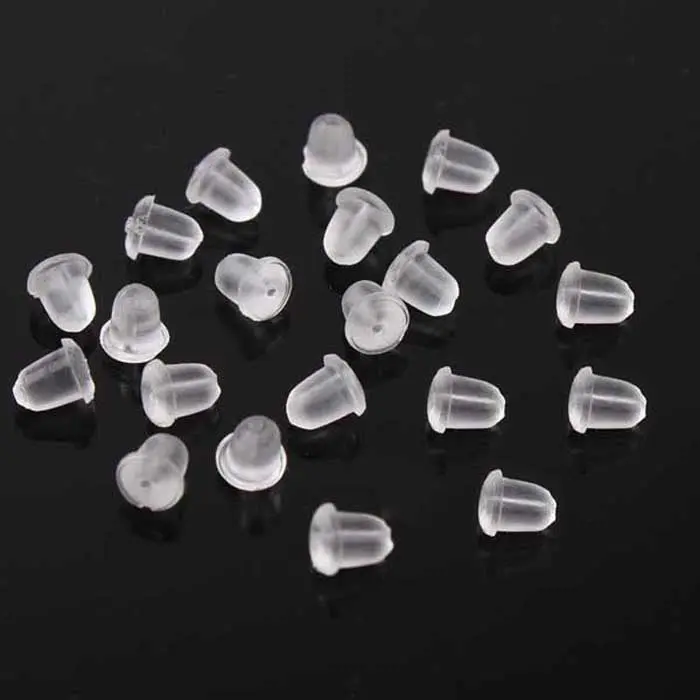 Sales150pcs Clear Soft Earring Hook Bullet Safety Stopper Earnut Silicone Rubber Back & 1