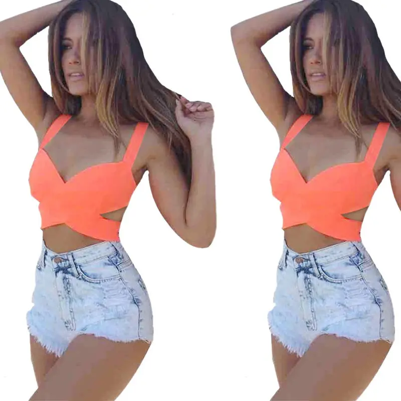 Saleswomen Tank Tops Bustier Bra Vest Crop Top Bralette Vneck Blouse 1