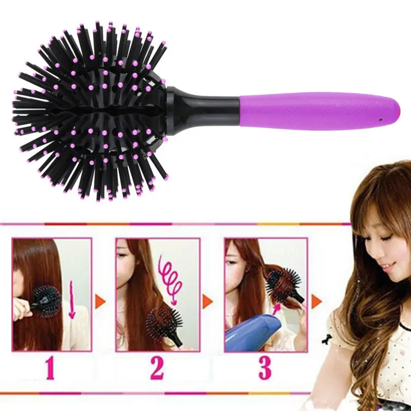 Salon Products 3D Curl Hair Brush Ball Style Blow Drying Detangling Heat Resistant Hair Comb,Styling Hairbrush 1