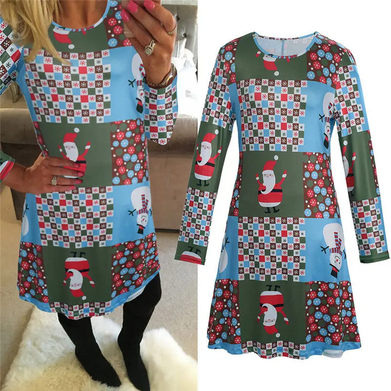 Santa Claus Dress Robe Noel Christmas Dress For Women Robe Kerst Jurk Dames Long Sleeve Flared Dress 14