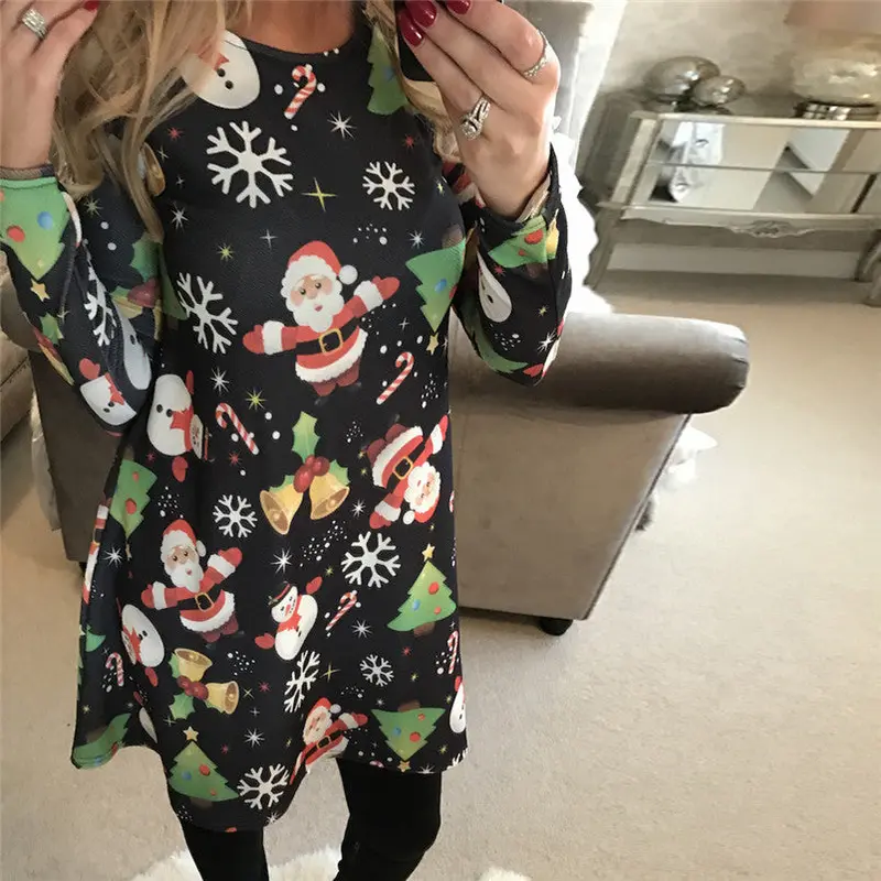 Santa Claus Dress Robe Noel Christmas Dress For Women Robe Kerst Jurk Dames Long Sleeve Flared Dress 15