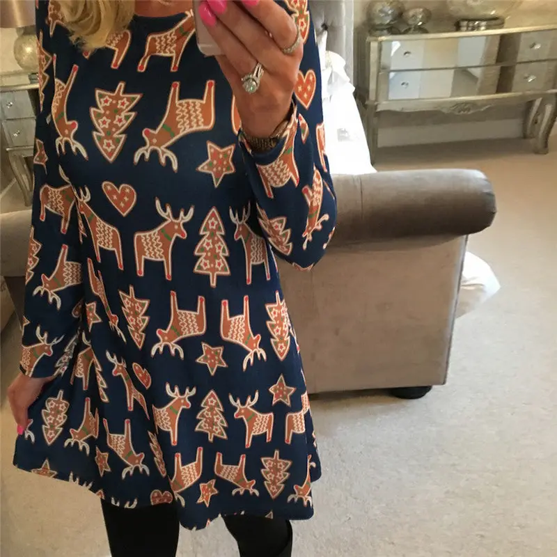 Santa Claus Dress Robe Noel Christmas Dress For Women Robe Kerst Jurk Dames Long Sleeve Flared Dress 17