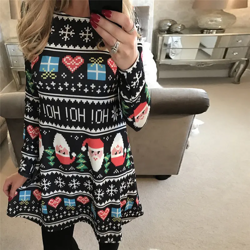 Santa Claus Dress Robe Noel Christmas Dress For Women Robe Kerst Jurk Dames Long Sleeve Flared Dress 17