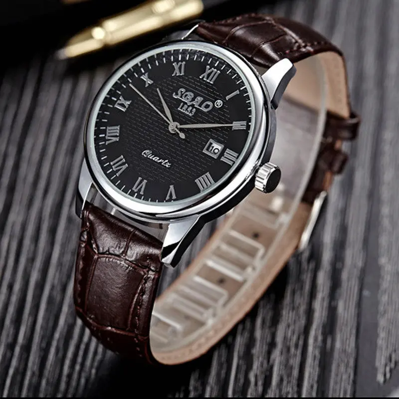 Sbao Women's Business Leather Stainless Sport Quartz Date Wrist Watch Watches Montre De Marque 1