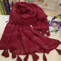 Scarf Beach Scarves From India Poncho Casual Loose Sexy Shawls Ladies Plaid Fringed Wrap Scarfs 5