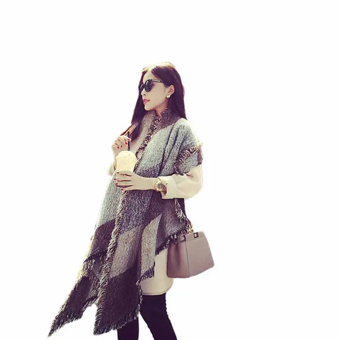 Scarf From India Beach Casual Scarves Poncho Oversized Retro Lattice Loose Women's Large Tassels Tartan Wraps Stole Plaid 1