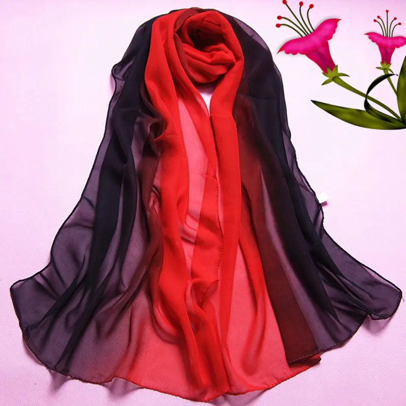 Scarf From India Poncho Beach Scarves Sexy Lady Gradient Color Long Wrap Women's Loose Casual Shawl Chiffon Scarfs 1