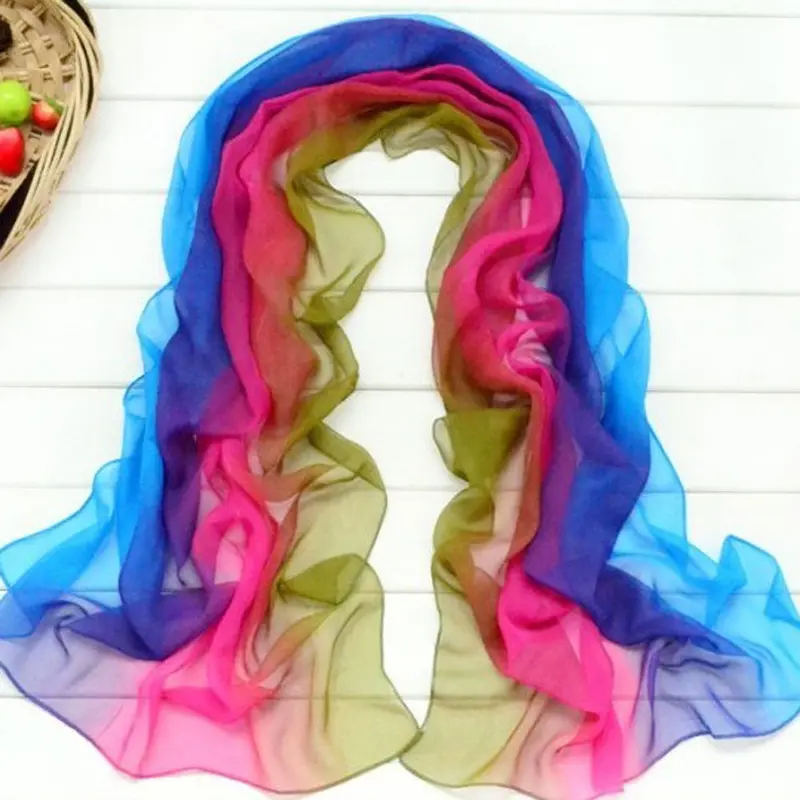 Scarf From India Poncho Beach Scarves Sexy Lady Gradient Color Long Wrap Women's Loose Casual Shawl Chiffon Scarfs 2