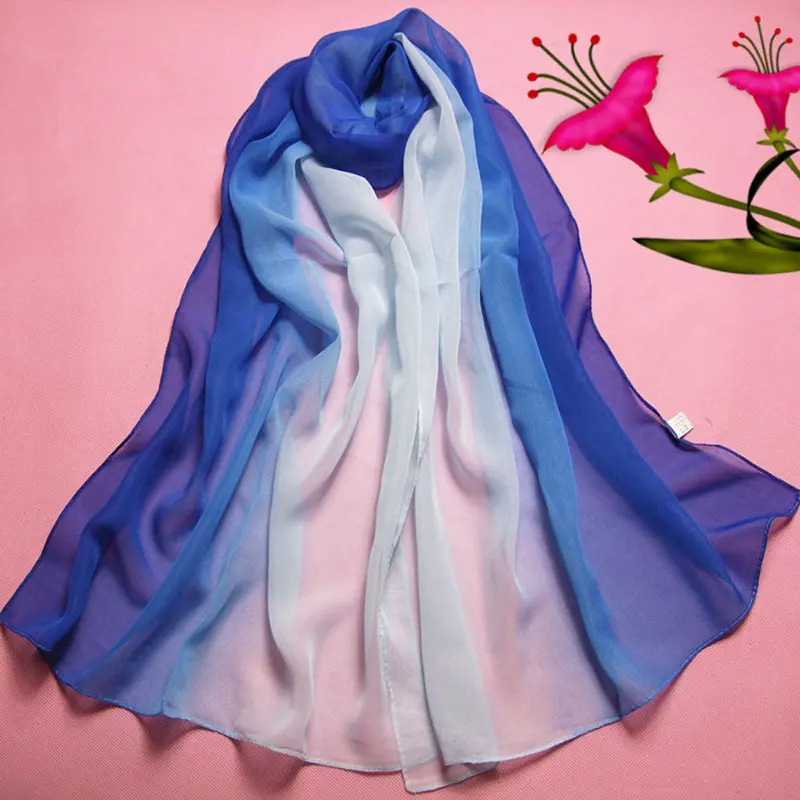 Scarf From India Poncho Beach Scarves Sexy Lady Gradient Color Long Wrap Women's Loose Casual Shawl Chiffon Scarfs 3