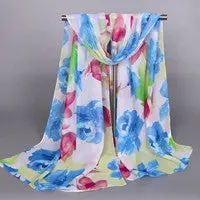 Scarf From India Poncho Beachshawls And Scarves Casual Flowers Style Lady Long Wrap Women Chiffon Scarfs Cover Up 1