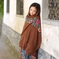 Scarf From India Poncho Scarves Shawls Beach Cover Up Women National Embroidery Sarong Wrap Scarfs 4