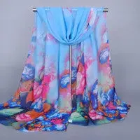 Scarf Luxury Women Printing Long Soft Wrap Scarfs From India Ladies Shawl Chiffon Scarves 1