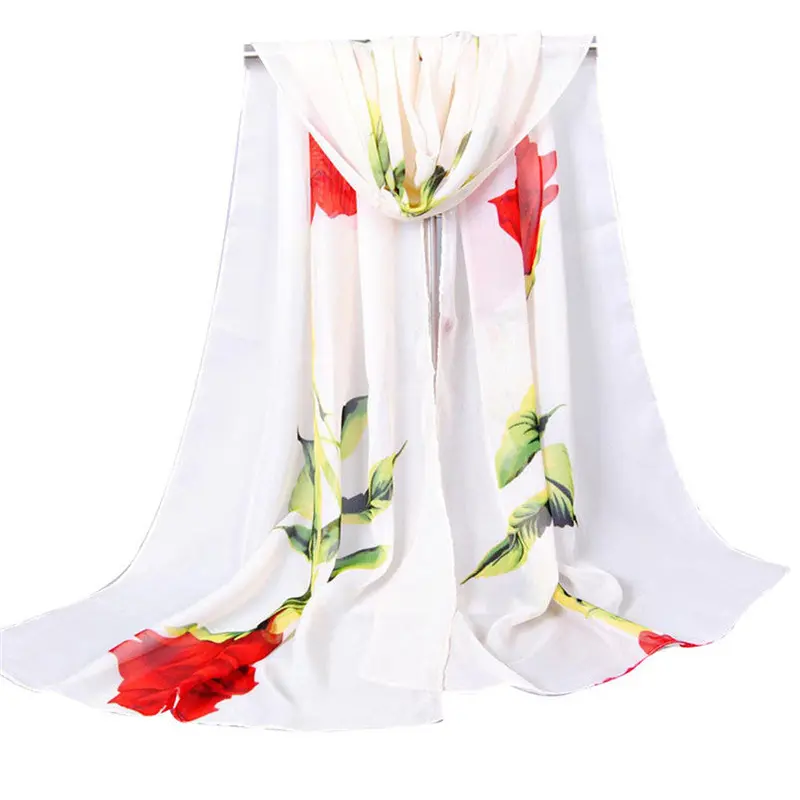 Scarf Rose Long Soft Wrap Women Scarf Ladies Shawl Chiffon Scarf Scarves Bandana Fast Shipping Feida 1