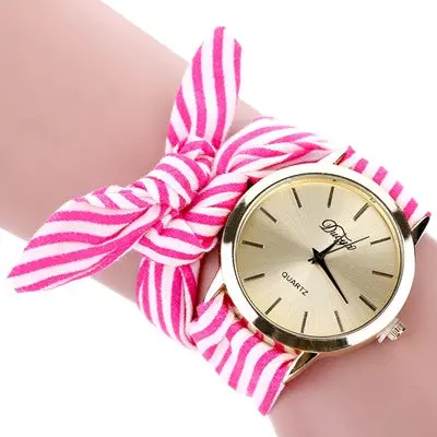 Scarf Watches Women Stripe Fabric Bracelet Quartz Watches Flower Bow Relogio Feminino Dress Clock 3
