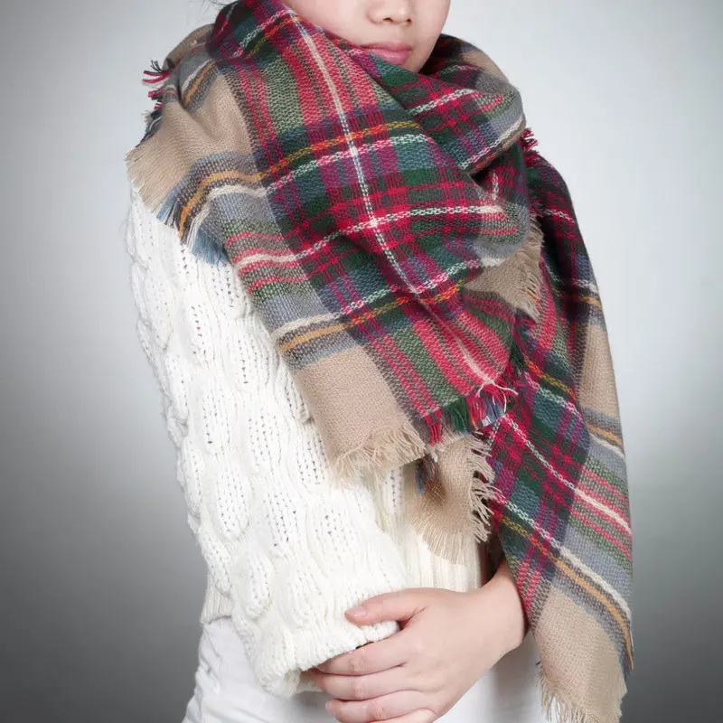 Scarfsplaid Scarf Designer Acrylic Basic Shawlsscarves Big Size Yks 1
