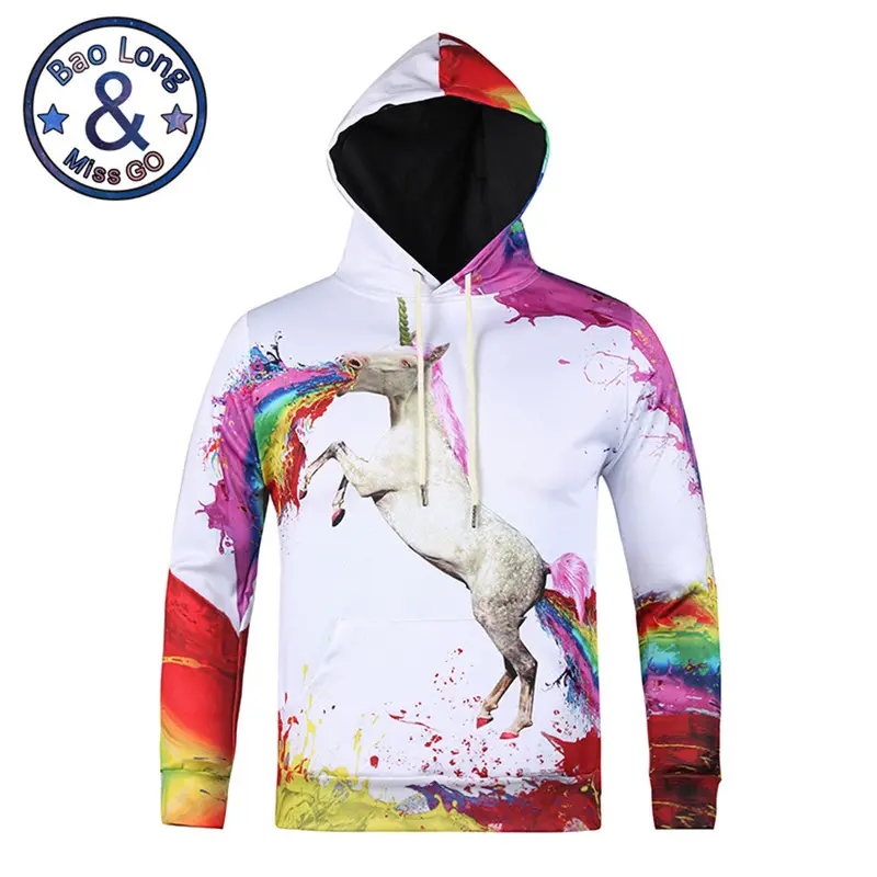 Scool Stylish Long Sleeve 3D Print White-Unicorn Pattern Hoodies L6052 1