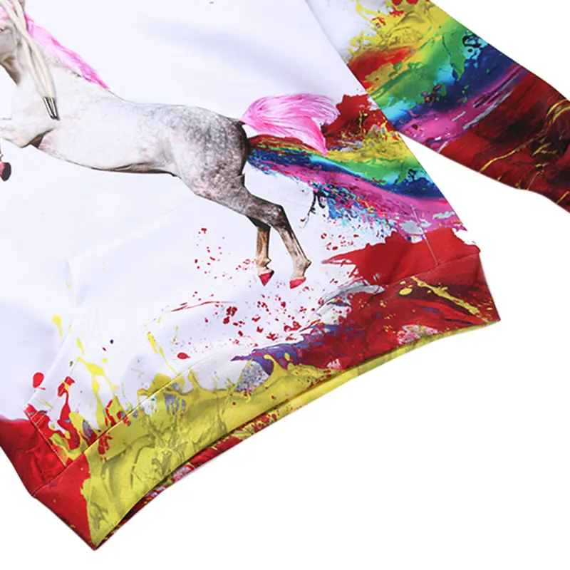 Scool Stylish Long Sleeve 3D Print White-Unicorn Pattern Hoodies L6052 5