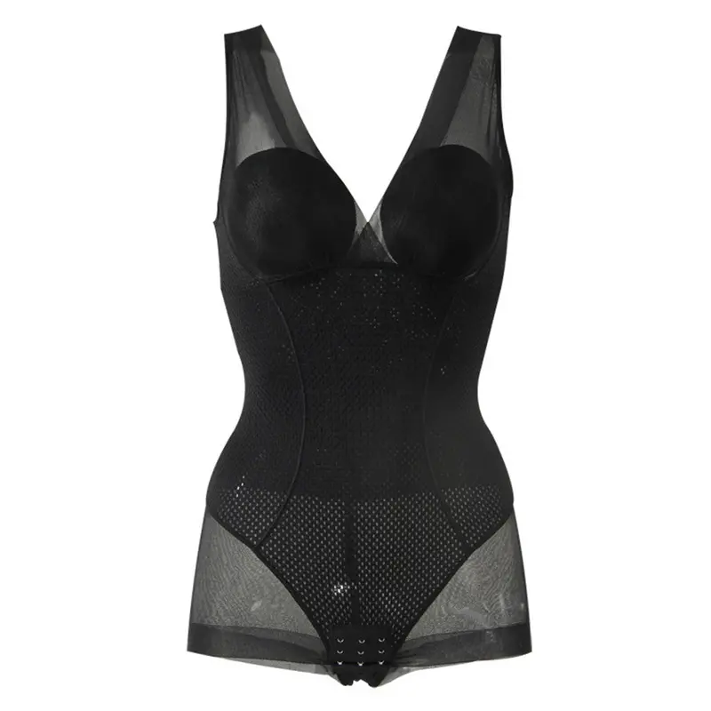 Seamlessv-Neck Breathable Body Slip Underbust Shapewear Full Body Cincher Tummy Waist Control Bodysuits 1