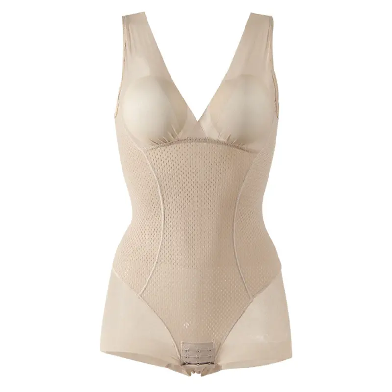 Seamlessv-Neck Breathable Body Slip Underbust Shapewear Full Body Cincher Tummy Waist Control Bodysuits 6