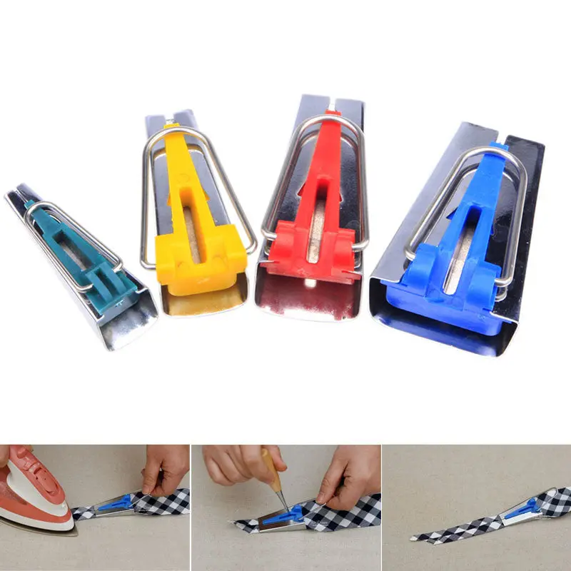 Set Of 4 Size Fabric Bias Tape Maker Tool 6Mm 12Mm 18Mm 25Mm Sewing Quilting 79231 1