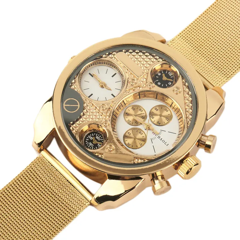 Sexquisite Double Movet Analog Quartz Wrist Watch Steel Band Gifts Relogio Masculino 1