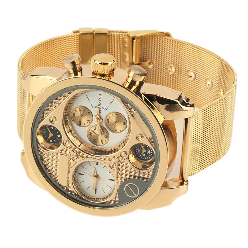 Sexquisite Double Movet Analog Quartz Wrist Watch Steel Band Gifts Relogio Masculino 2