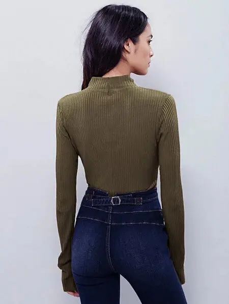 Sexy Aa Brandage Half Stand Collar Hollow Long Sleeve Tee Women Double Hole Neck T Shirt Jersey T Shirt Tops 5 Colors 12