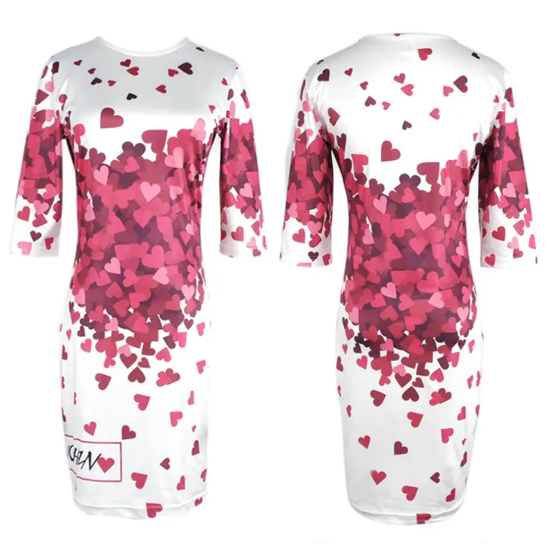 Sexy Able Package Hip Dress 3D Heart Printed Party Club Dress 2