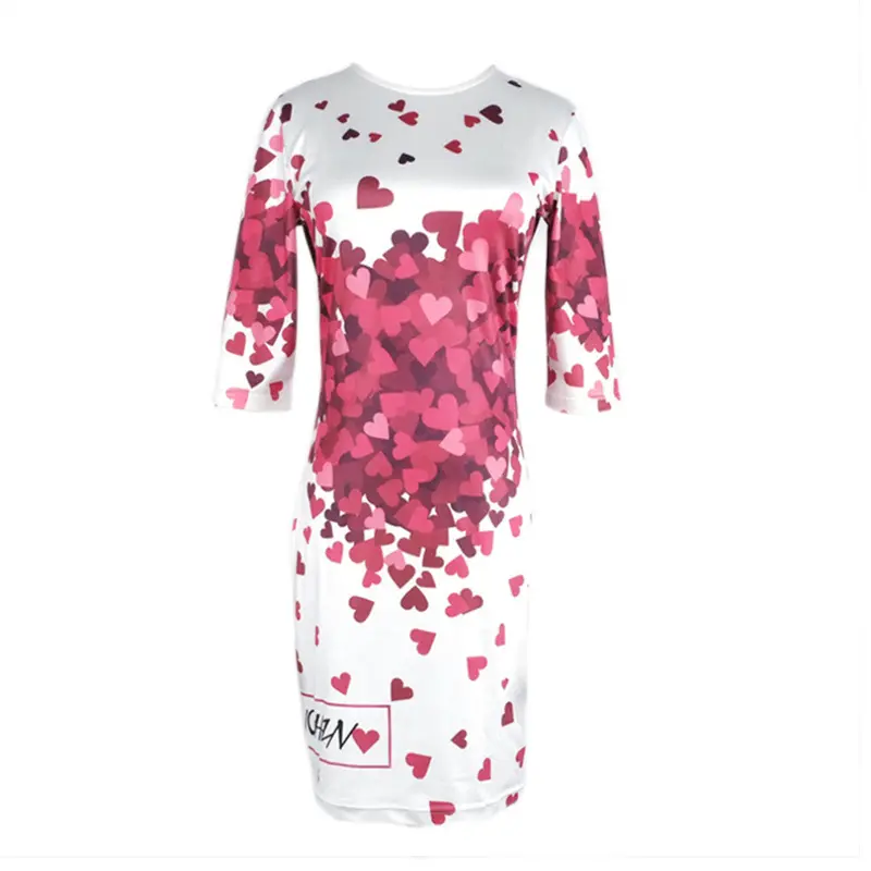 Sexy Able Package Hip Dress 3D Heart Printed Party Club Dress 3