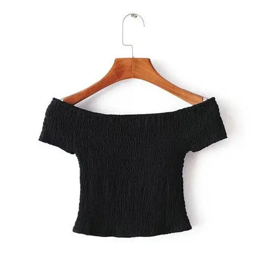 Sexy American Apparel Aa Elastic Slash Neck Tee Women Brandy Off The Shoulder Crop Top Short Sleeve Short T-Shirt 1