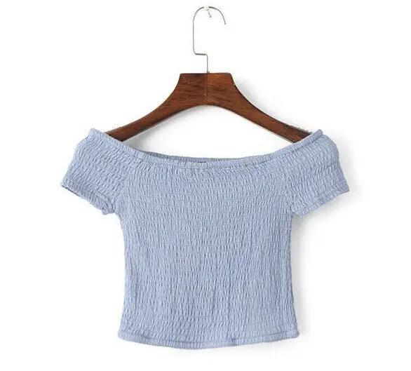 Sexy American Apparel Aa Elastic Slash Neck Tee Women Brandy Off The Shoulder Crop Top Short Sleeve Short T-Shirt 2