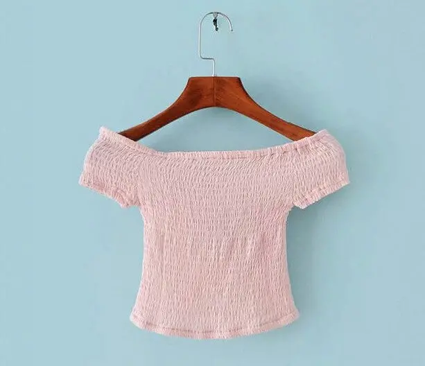 Sexy American Apparel Aa Elastic Slash Neck Tee Women Brandy Off The Shoulder Crop Top Short Sleeve Short T-Shirt 4