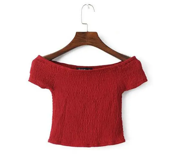 Sexy American Apparel Aa Elastic Slash Neck Tee Women Brandy Off The Shoulder Crop Top Short Sleeve Short T-Shirt 5