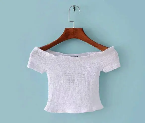 Sexy American Apparel Aa Elastic Slash Neck Tee Women Brandy Off The Shoulder Crop Top Short Sleeve Short T-Shirt 6