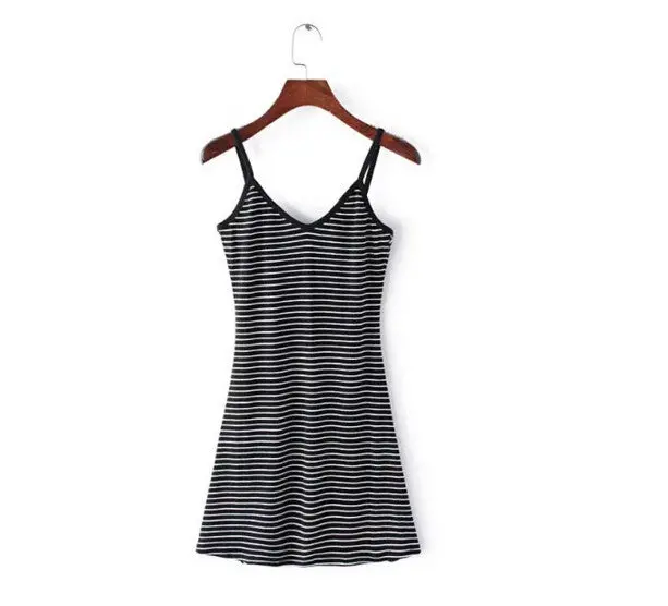 Sexy Backless Cross Strappy Halter Striped Dresses Women V Neck Cross Bandage Back Short Dress Femme 3 Colors S M 3