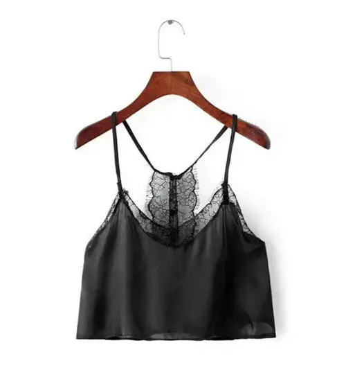 Sexy Backless Eyelash Lace Halter Bra Tank Bustier Buttons Back Crop Top Brandy Off The Shoulder Tops Camisa S M 4 Colors 1