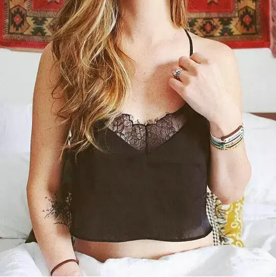 Sexy Backless Eyelash Lace Halter Bra Tank Bustier Buttons Back Crop Top Brandy Off The Shoulder Tops Camisa S M 4 Colors 6