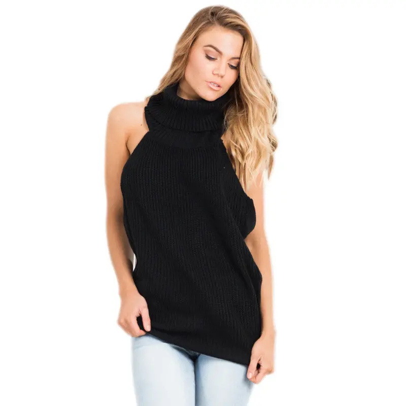 Sexy Backless Women Sweaters And Pullovers Turtleneck Knitted Pullover Pull Femme Tricot Knit Top 1