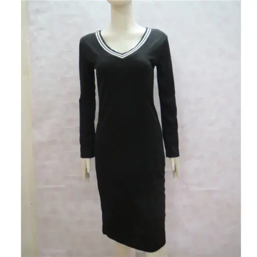 Sexy Bodycon Dress Deep V Knitted Dress Women Long Sleeve Slim Casual Dress Elegant Midi Pencil Party Dresses Plus Size 1