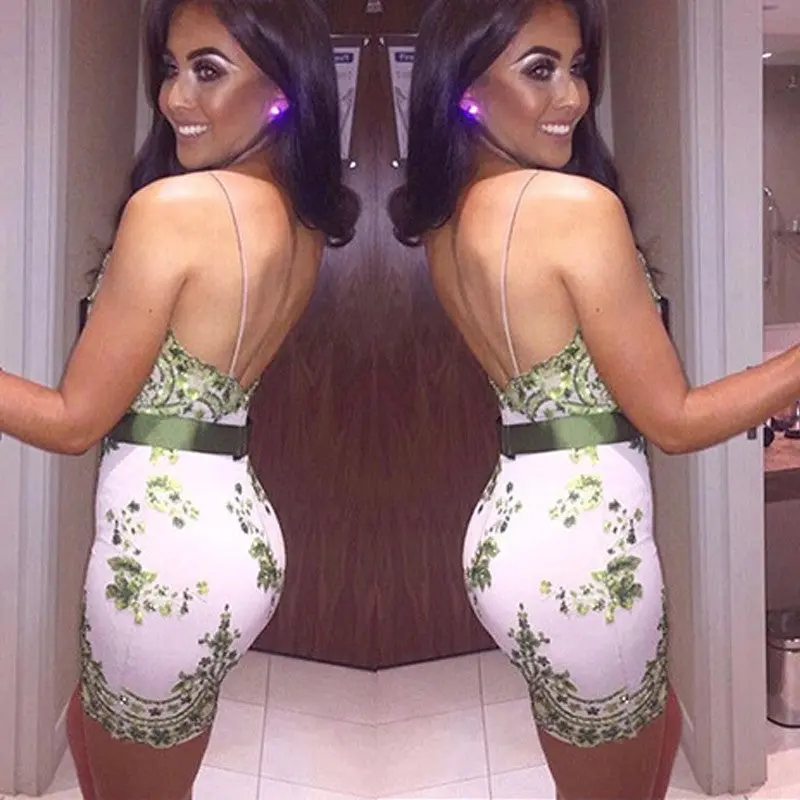 Sexy Bodycon Dress Strap Sequin Party Dress Robe Femme Deep V Slim Night Party Club Dresses Women Ladies Backless Dress 8