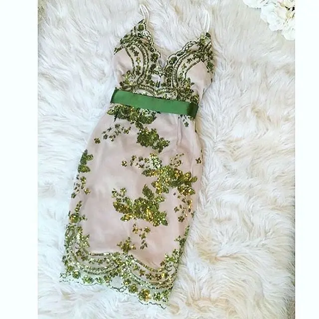 Sexy Bodycon Dress Strap Sequin Party Dress Robe Femme Deep V Slim Night Party Club Dresses Women Ladies Backless Dress 9