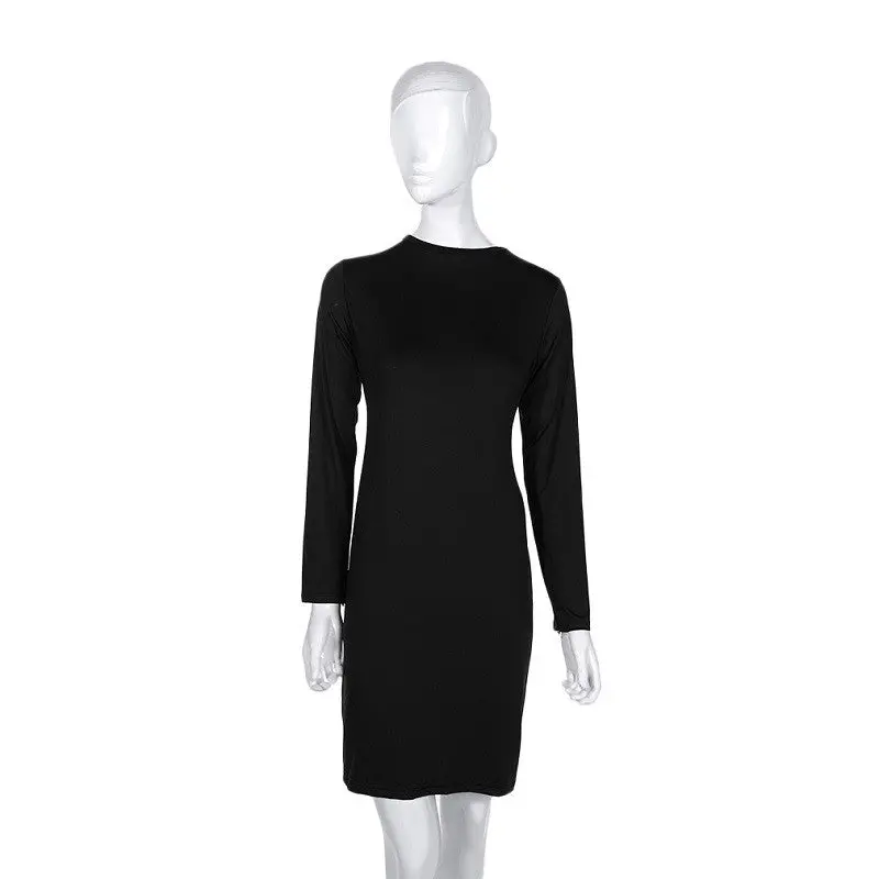 Sexy Bodycon Long Sleeve Knitted Back Exposed Zipper Party Dress S-L Size 1