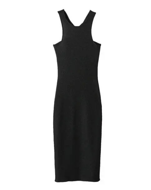 Sexy Bright Shining Backless Kink Dress Woman O Neck Sleeveless Back Slit Tank Dresses Mid Calf Femme 1