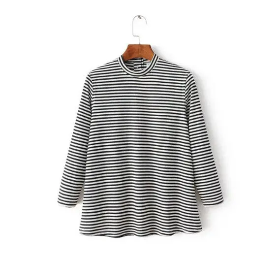Sexy Button Backless Split Striped Print Tee Women Tshirt Tee Shirt Femme Camisetas Mujer 2 Color Xs S M 1