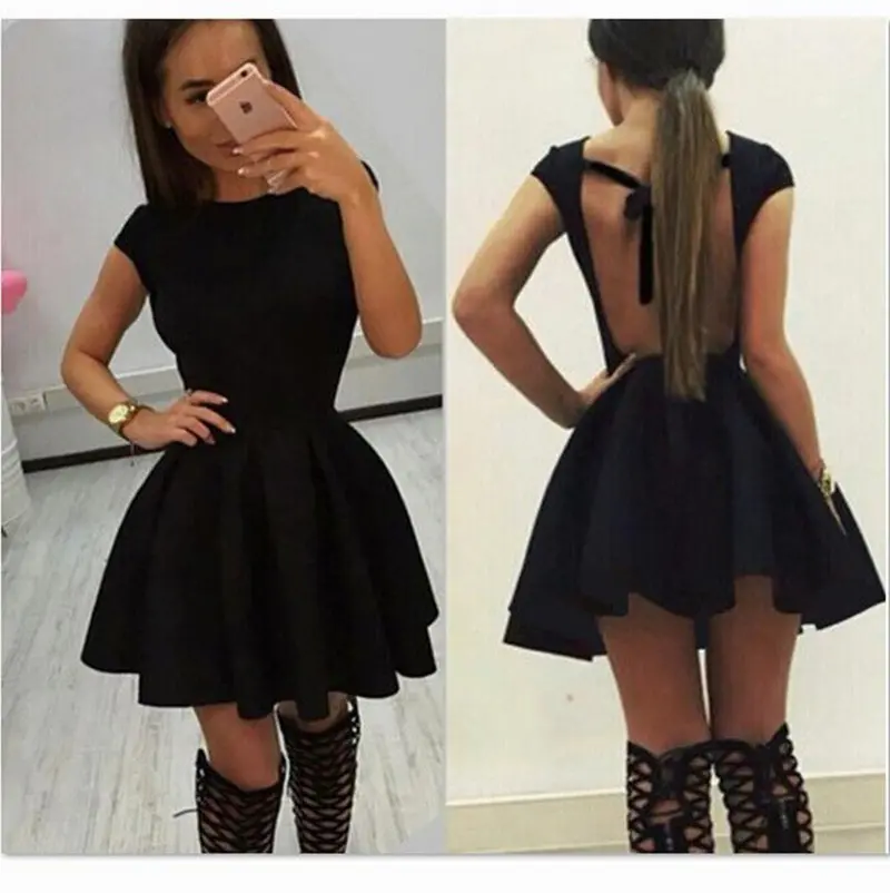 Sexy Casual Backless Vintage Dress Women Short Sleeve Hollow Out Mini Dress Ball Gown Vestidos Plus Size Gv209 1