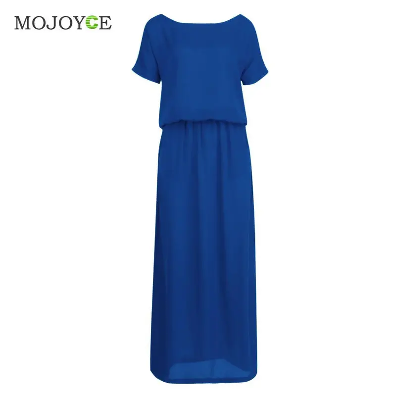 Sexy Casual Sleeveless Evening Party Women Dress Vestidos Off Shoulder Chiffon Long Dress Vestido De Festa 4