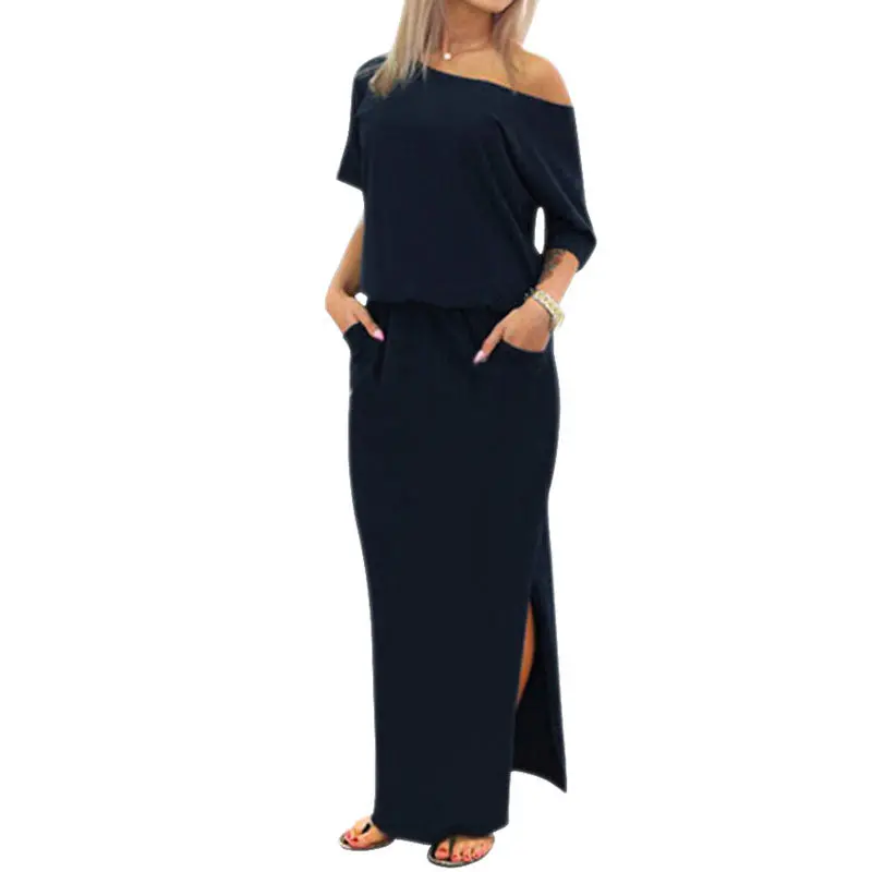 Sexy Casual Sleeveless Evening Party Women Dress Vestidos Off Shoulder Chiffon Long Dress Vestido De Festa 4