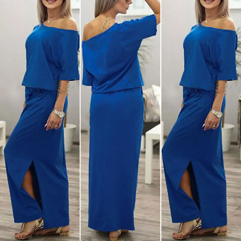 Sexy Casual Sleeveless Evening Party Women Dress Vestidos Off Shoulder Chiffon Long Dress Vestido De Festa 6