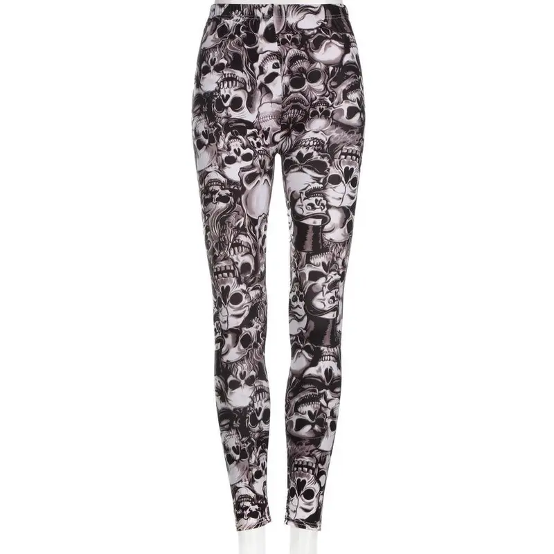Sexy Casual Vintage Skull Print Pattern Skinny Slim Fit Pencil Pants Stretchy Leggings 1